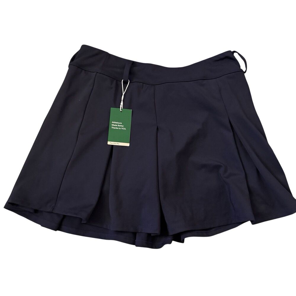NWT Halara High Waisted Pleated Mini‎ 2-in-1 Casual Skirt Skort Navy Blue XL